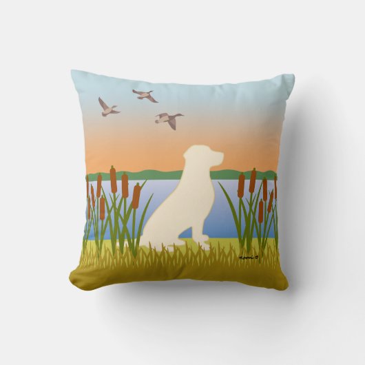 Yellow Labrador Bird Dog Sunset Kussen (Voorkant)