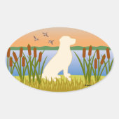 Yellow Labrador Bird Dog Sunset Ovale Sticker (Voorkant)