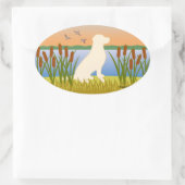 Yellow Labrador Bird Dog Sunset Ovale Sticker (Tas)
