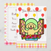 Yellow Labrador Birthday Invite (venster) Kaart (Voorkant / Achterkant)