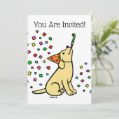 Yellow Labrador Confetti Verjaardagsfeest Kaart (Staand voorkant)