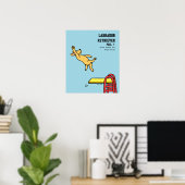 Yellow Labrador Diving Cartoon Poster (Thuiskantoor)