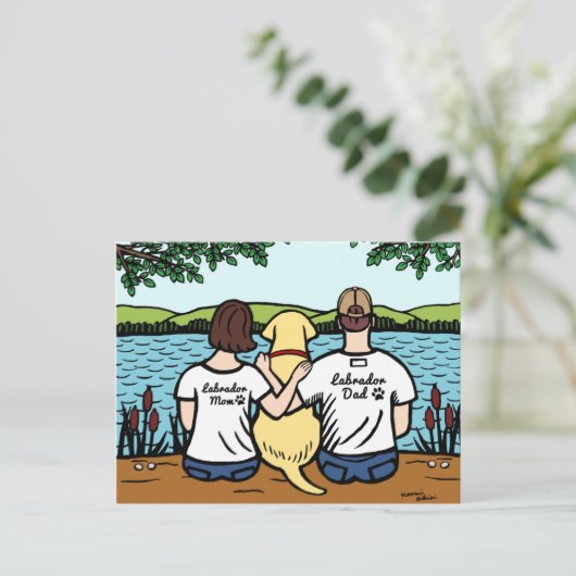 Yellow Labrador en mam en pap Briefkaart (Staand voorkant)