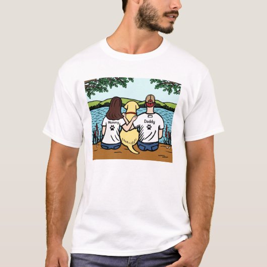 Yellow Labrador en mam en pap T-shirt (Voorkant)