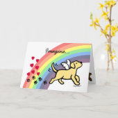 Yellow Labrador Hearts Rainbow Bridge Kaart (Gele Bloem)