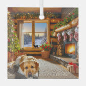 Yellow Labrador Holiday Glass Ornament (Voorkant)