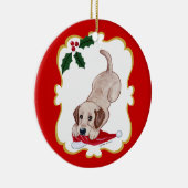 Yellow Labrador Kerstmis Keramisch Ornament (Rechts)