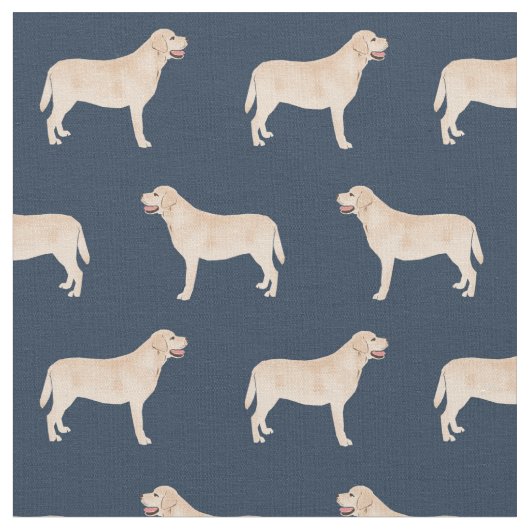 Yellow Labrador navy blue Stof (Close Up)