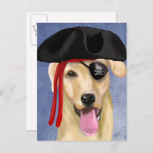 Yellow Labrador Pirate Briefkaart (Voorkant / Achterkant)