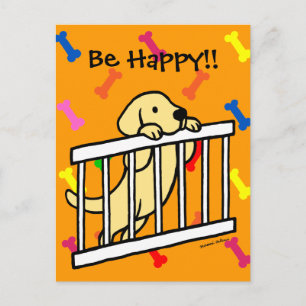 Yellow Labrador Puppy Cartoon Briefkaart