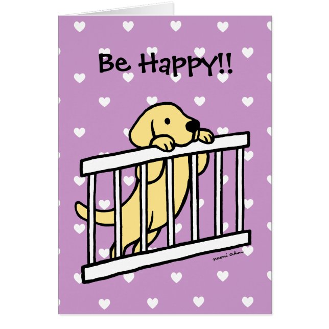 Yellow Labrador Puppy Cartoon Hearts (Voorkant)