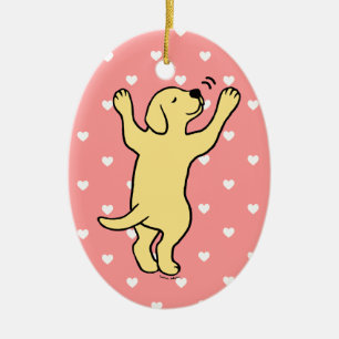 Yellow Labrador Puppy Hug Cartoon Keramisch Ornament