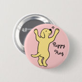 Yellow Labrador Puppy Hug Cartoon Ronde Button 5,7 Cm (Voorkant /achterkant)