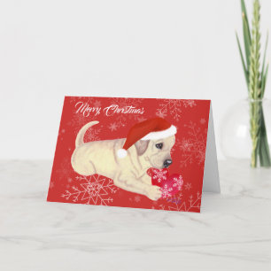 Yellow Labrador Puppy kerstsnowflake Feestdagen Kaart