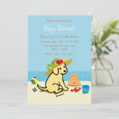 Yellow Labrador Puppy Straw Pet Baby shower Kaart (Staand voorkant)