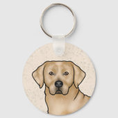 Yellow Labrador Retriever Art Schattige Lab Portre Sleutelhanger (Voorkant)