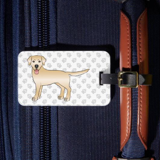 Yellow Labrador Retriever cartoon Dog & Text Bagagelabel (Voorkant Insitu 4)