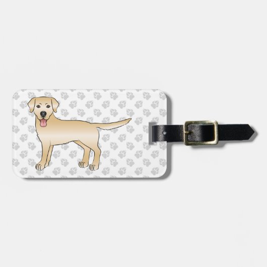 Yellow Labrador Retriever cartoon Dog & Text Bagagelabel (Voorkant horizontaal)