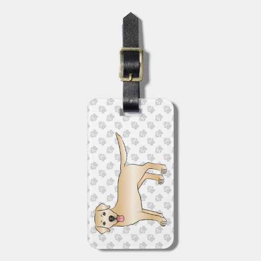 Yellow Labrador Retriever cartoon Dog & Text Bagagelabel (Voorkant verticaal)