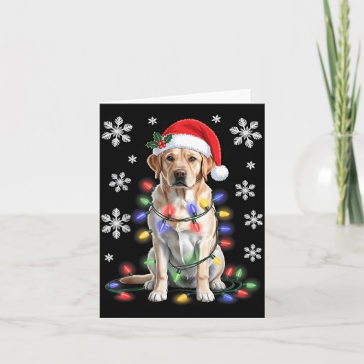 Yellow Labrador Retriever Christmas Tree Light Paj Kaart (Voorkant)