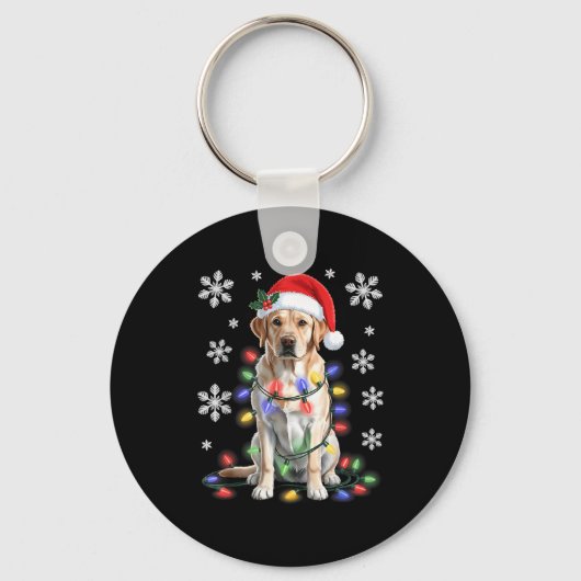 Yellow Labrador Retriever Christmas Tree Light Paj Sleutelhanger (Voorkant)