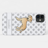 Yellow Labrador Retriever Cute Cartoon Dog & Name Case-Mate iPhone Case (Achterkant (horizontaal))