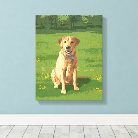 Yellow Labrador Retriever Dog Canvas Afdruk (Insitu (Houten vloer))