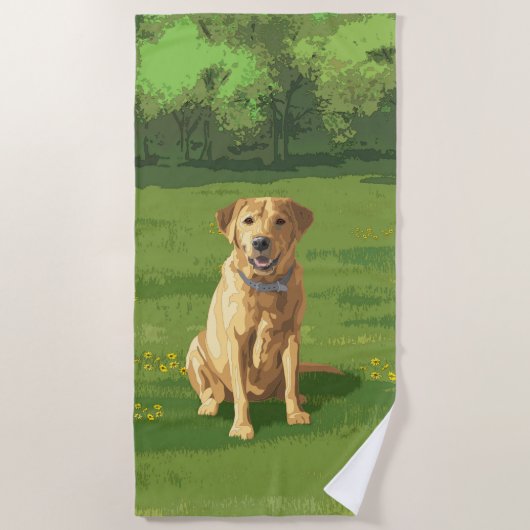 Yellow Labrador Retriever Dog Strandlaken (Voorkant)