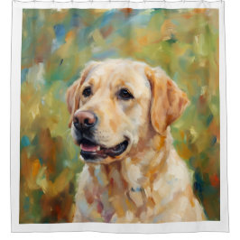 Yellow Labrador Retriever Impressionist Art Douchegordijn
