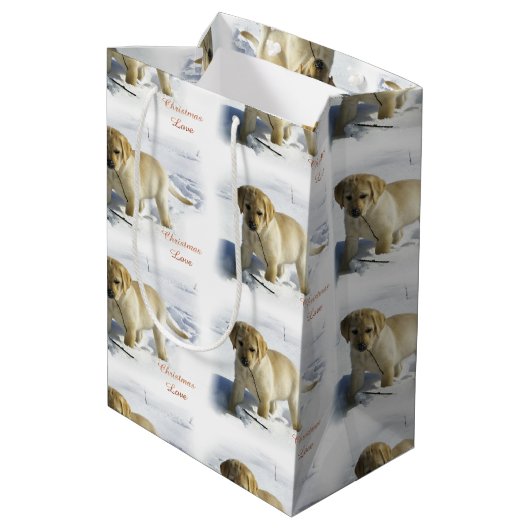 Yellow Labrador Retriever kerst Medium Cadeauzakje (Achterkant Gekanteld)