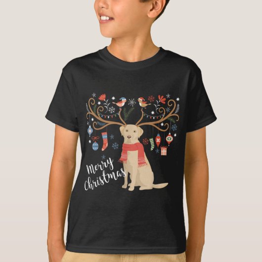 Yellow Labrador Retriever Kerstmis dog Lab Xmas S T-shirt (Voorkant)