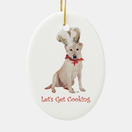 Yellow Labrador Retriever-koking Keramisch Ornament (Achterkant)