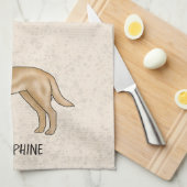 Yellow Labrador Retriever Lab Hond Jouw naam Beige Theedoek (Quarter Fold)