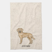 Yellow Labrador Retriever Lab Hond Jouw naam Beige Theedoek (Verticaal)