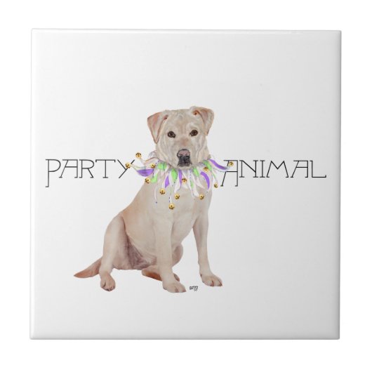 Yellow Labrador Retriever Party Tegeltje (Voorkant)
