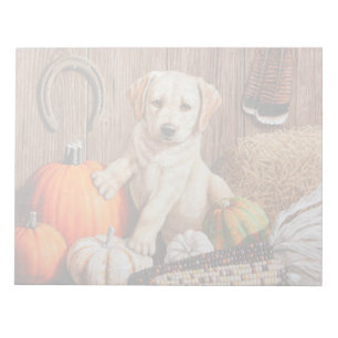 Yellow Labrador Retriever Puppy Dog Pumpkin Autumn Notitieblok