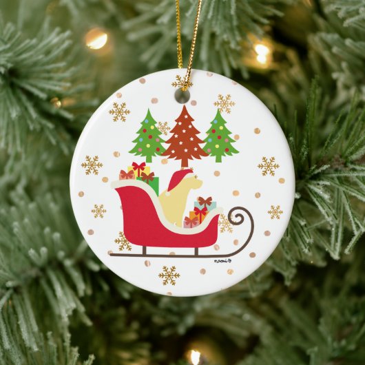 Yellow Labrador Silhouette kerstkledij Keramisch Ornament (Boom)