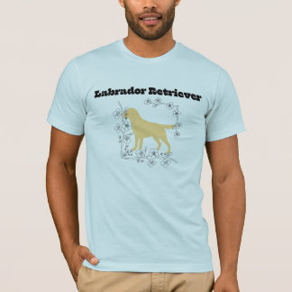 Yellow Labrador Silhouette with White Blossom Fram T-shirt
