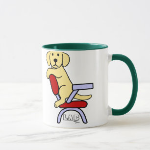 Yellow Labrador Student 3 Cartoon Mok