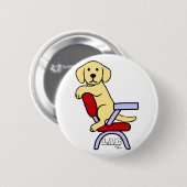 Yellow Labrador Student 3 Cartoon Ronde Button 5,7 Cm (Voorkant /achterkant)