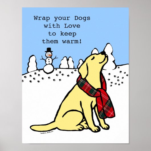 Yellow Labrador Tartan Scarf Poster (Voorkant)