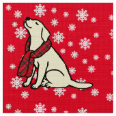 Yellow Labrador Tartan Scarf Stof (Close Up)