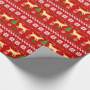 Yellow Labrador Ugly Kerstpattern Cadeaupapier