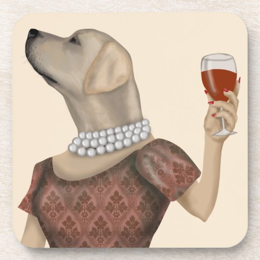 Yellow Labrador Wine Snob Bier Onderzetter (Voorkant)