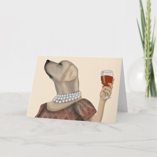 Yellow Labrador Wine Snob Kaart (Voorkant)