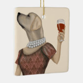 Yellow Labrador Wine Snob Keramisch Ornament (Rechts)
