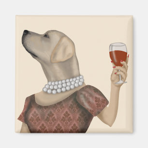 Yellow Labrador Wine Snob Magneet