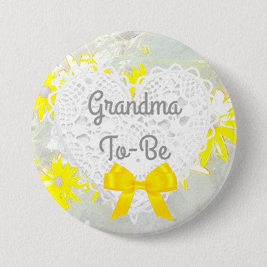 Yellow Lacy Oma-to-be Baby shower Button (Voorkant)