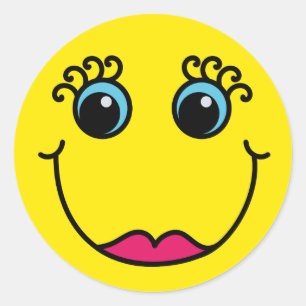 Yellow Lady Emoji Face Ronde Sticker