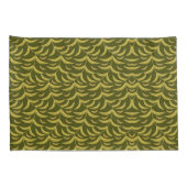 Yellow Leaf Motif Pattern on Dark Green Background Kussensloop (Achterkant-Rechts)